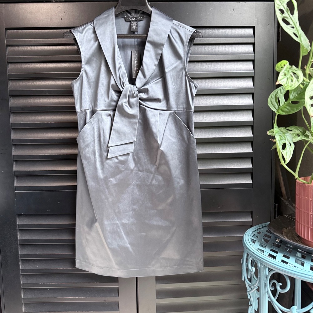 NWT Steel Grey Mini Cocktail Dress Laundry Shelli Segall size 4